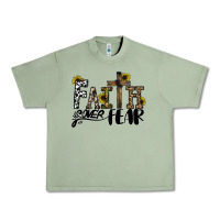 Oil Green faith over fear Urban Heavy Tee - CowhideDigitalArt