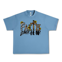 Pebble Blue faith over fear Urban Heavy Tee - CowhideDigitalArt