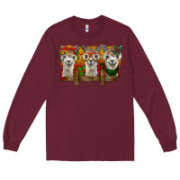 Burgundy Christmas alpacas Long Sleeve Tee - BarkalooDesign