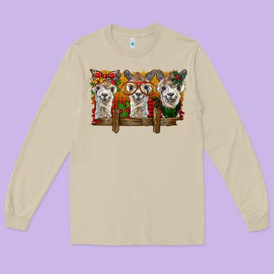 Christmas Alpacas Long Sleeve Tee Designed By Barkaloodesign
