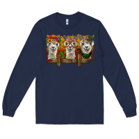 Navy Christmas alpacas Long Sleeve Tee - BarkalooDesign