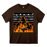 Chocolate Brown american firefighters seamless pattern Heavy Core Tee - BundleAndBundleShop