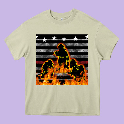 American Firefighters Seamless Pattern Heavy Core Tee Designed By Bundleandbundleshop