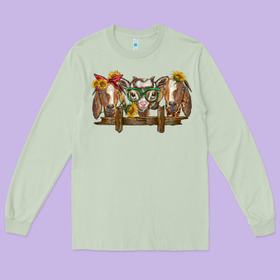 Western Goats Long Sleeve Tee Designed By Barkaloodesign