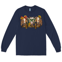 Navy western goats Long Sleeve Tee - BarkalooDesign