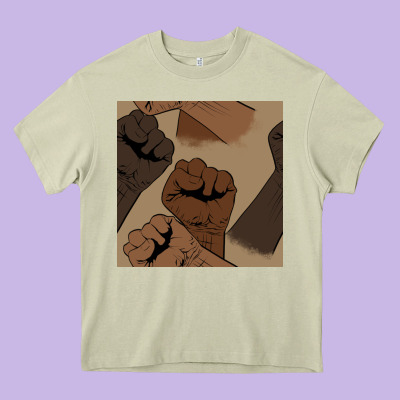 Melanin Raised Fist Seamless Pattern Heavy Core Tee Designed By Bundleandbundleshop