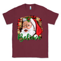 Burgundy Believe And Santa Classic Tee - BundleAndBundleShop