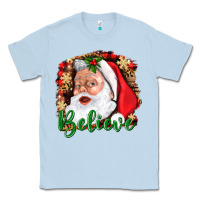 Dusty Blue Believe And Santa Classic Tee - BundleAndBundleShop