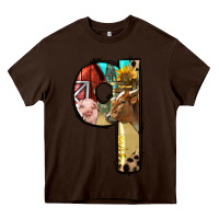 Chocolate Brown Farm Life Alphabet Lowercase Letters Q Heavy Core Tee - BundleAndBundleShop