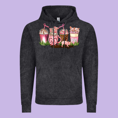 Pig Coffee Cups Vintage Hoodie Designed By Adodesignshop