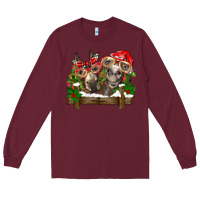 Burgundy Christmas donkeys Long Sleeve Tee - BarkalooDesign