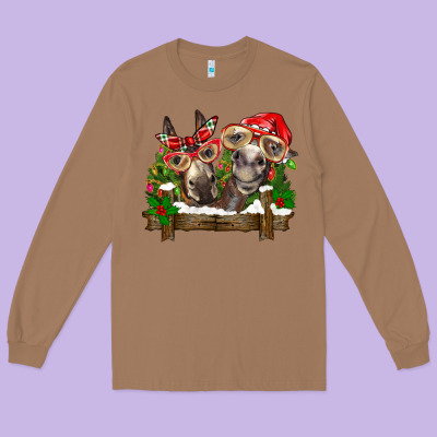 Christmas Donkeys Long Sleeve Tee Designed By Barkaloodesign