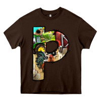 Chocolate Brown farm life alphabet lowercase letters p Heavy Core Tee - BundleAndBundleShop