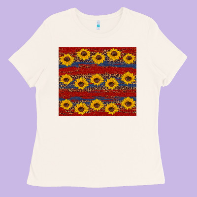 Usa And Sunflower Pattern Ladies Tee Designed By Artiststas