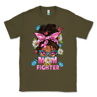 Army Green Mom Is A Fighter And Afro Messy Bun Mom Classic Tee - BundleAndBundleShop