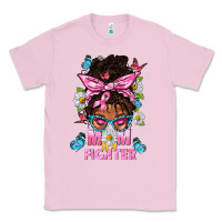Bubblegum Pink Mom Is A Fighter And Afro Messy Bun Mom Classic Tee - BundleAndBundleShop