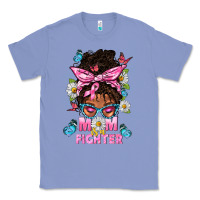 Colony Blue Mom Is A Fighter And Afro Messy Bun Mom Classic Tee - BundleAndBundleShop