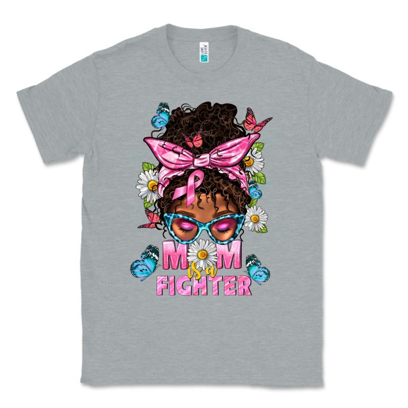 Mom Is A Fighter And Afro Messy Bun Mom Classic Tee by BundleAndBundleShop | Teevron