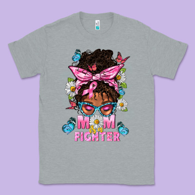 Mom Is A Fighter And Afro Messy Bun Mom Classic Tee Designed By Bundleandbundleshop