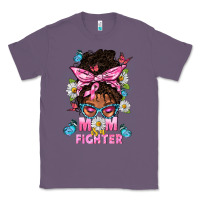 Lavender Mom Is A Fighter And Afro Messy Bun Mom Classic Tee - BundleAndBundleShop