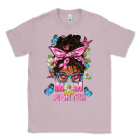 Lilac Mom Is A Fighter And Afro Messy Bun Mom Classic Tee - BundleAndBundleShop