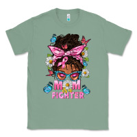 Sage Mom Is A Fighter And Afro Messy Bun Mom Classic Tee - BundleAndBundleShop