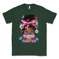 Sports Green Mom Is A Fighter And Afro Messy Bun Mom Classic Tee - BundleAndBundleShop