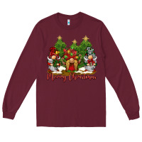 Burgundy merry christmas gnomies Long Sleeve Tee - BarkalooDesign