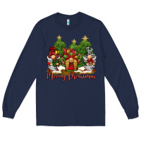 Navy merry christmas gnomies Long Sleeve Tee - BarkalooDesign