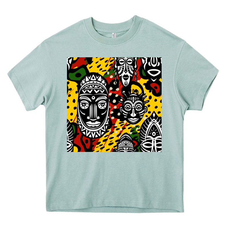 African Masks Colorful Seamless Pattern Heavy Core Tee by BundleAndBundleShop | Teevron