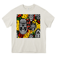 Cream african masks colorful seamless pattern Heavy Core Tee - BundleAndBundleShop