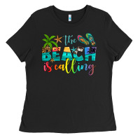 Black the beach is calling Ladies Tee - Artiststas
