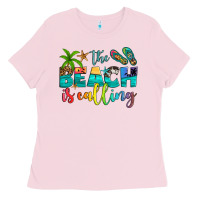 Bubblegum Pink the beach is calling Ladies Tee - Artiststas