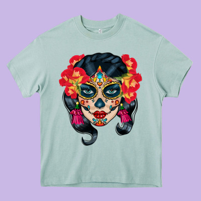 Sugar Skull Heavy Core Tee Designed By Bundleandbundleshop