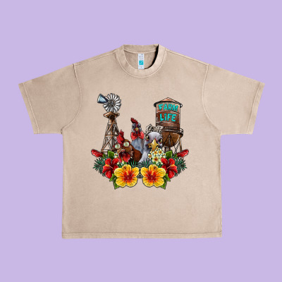 Farm Life Chicken Urban Heavy Tee Designed By Sublimationcraftshop