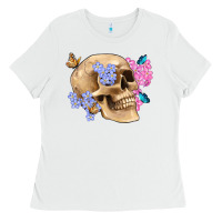 White skull flora butterfly Ladies Tee - Artiststas