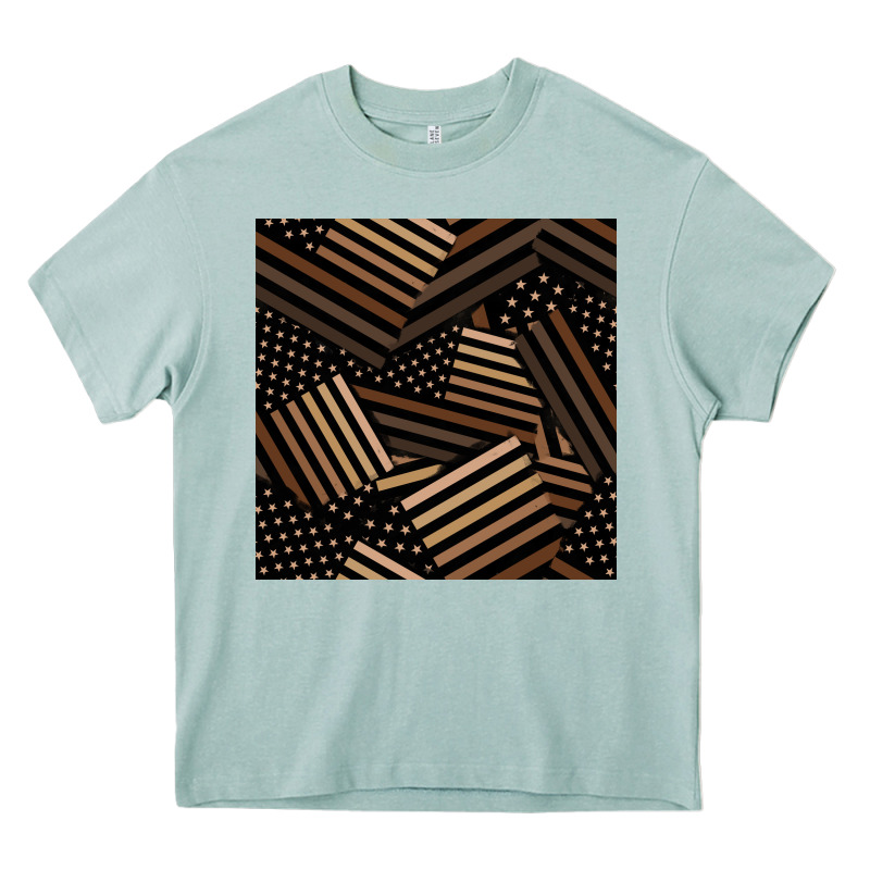 Melanin American Flag Seamless Pattern Heavy Core Tee by BundleAndBundleShop | Teevron