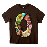 Chocolate Brown farm life alphabet lowercase letters o Heavy Core Tee - BundleAndBundleShop