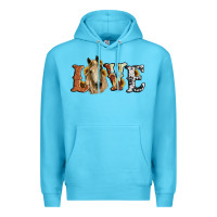Ocean Blue love horse sunflower Premium Hoodie - RanaPortraitStore