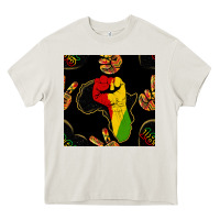 Cream African Freedom Seamless Pattern Heavy Core Tee - BundleAndBundleShop