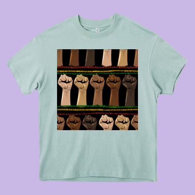 Melanin Rised Fist Seamless Pattern Heavy Core Tee Designed By Bundleandbundleshop