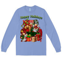 Colony Blue happy holidays gnomes truck Long Sleeve Tee - BarkalooDesign