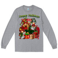 Heather Grey happy holidays gnomes truck Long Sleeve Tee - BarkalooDesign