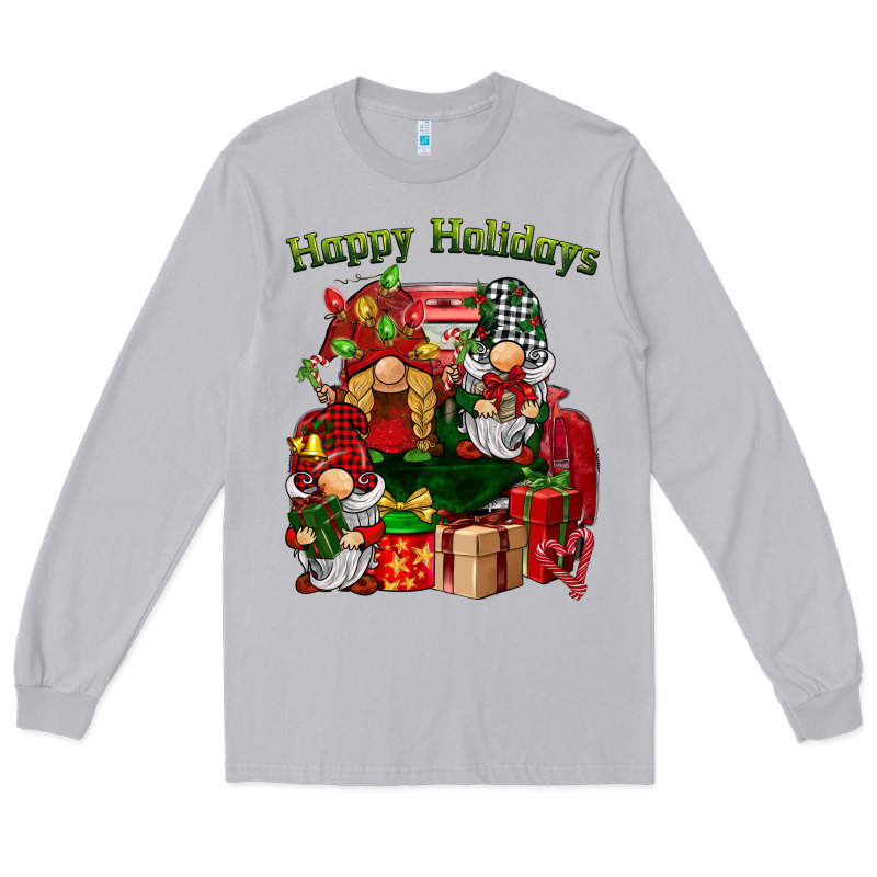 Happy Holidays Gnomes Truck Long Sleeve Tee by BarkalooDesign | Teevron