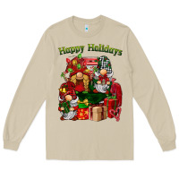 Mushroom happy holidays gnomes truck Long Sleeve Tee - BarkalooDesign
