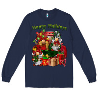 Navy happy holidays gnomes truck Long Sleeve Tee - BarkalooDesign