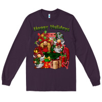 Plum happy holidays gnomes truck Long Sleeve Tee - BarkalooDesign