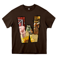 Chocolate Brown farm life alphabet lowercase letters w Heavy Core Tee - BundleAndBundleShop