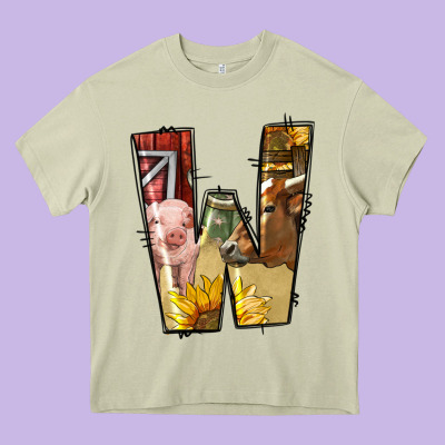 Farm Life Alphabet Lowercase Letters W Heavy Core Tee Designed By Bundleandbundleshop