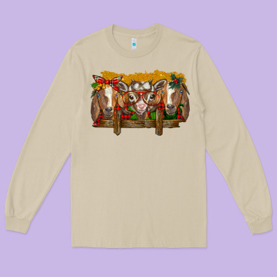 Christmas Goats Long Sleeve Tee Designed By Barkaloodesign